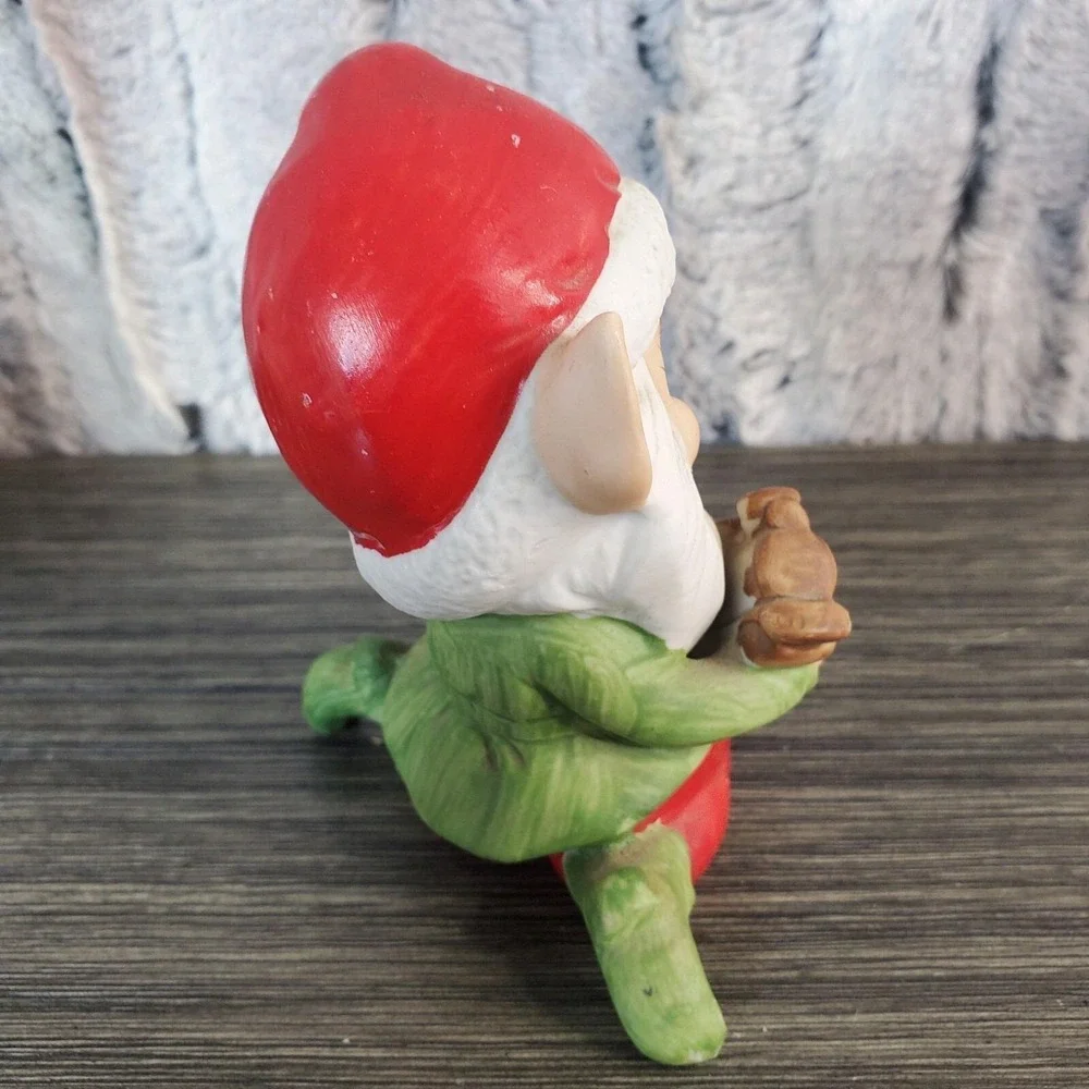 Christmas Elf Figurines Vintage Homco Ceramic Porcelain Set of Two 3.75